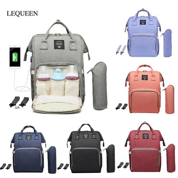 lequeen usb interface diaper bag large capacity waterproof nappy bag with milk bottle cover hook mummy maternity women backpack
lequeen usb interface diaper bag large capacity waterproof nappy bag with milk bottle cover hook mummy maternity women backpack