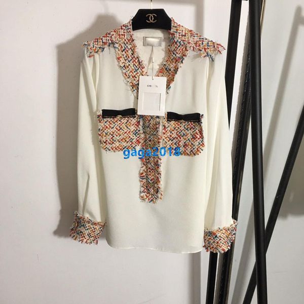 high end женщины девушки рубашка с пэчворк многоцветный твид кисточкой однобортный v-образным вырезом с длинным рукавом тройник блузка мода, White
high end женщины девушки рубашка с пэчворк многоцветный твид кисточкой однобортный v-образным вырезом с длинным рукавом тройник блузка мода, White