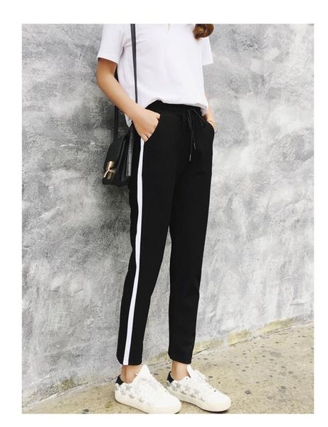2018 spring sweatpants trousers for women casual harem pants harajuku women's pants streetwear loose black striped female, Black;white
2018 spring sweatpants trousers for women casual harem pants harajuku women's pants streetwear loose black striped female, Black;white