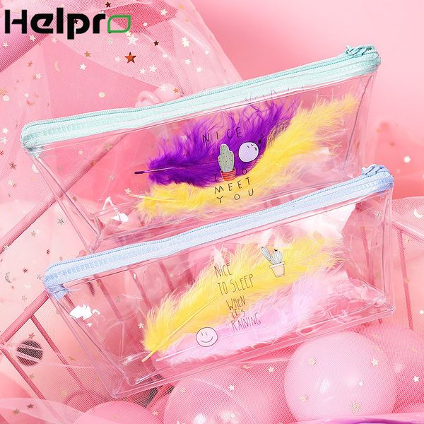 helpro cute feather pencil cases kawaii transparent zipper pencil boxs office school stationery gift supplies pen bag
helpro cute feather pencil cases kawaii transparent zipper pencil boxs office school stationery gift supplies pen bag