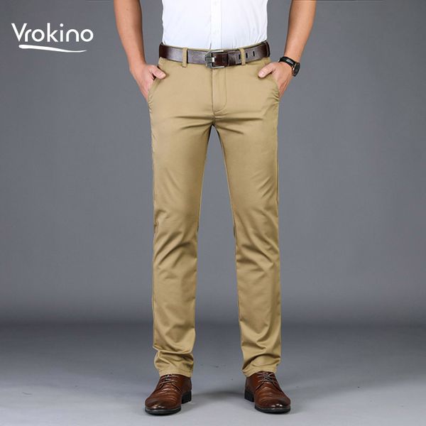 vrokino new in 2019 men's business solid color casual pants stylish and exquisite men's cotton stretch four seasons trousers, Black
vrokino new in 2019 men's business solid color casual pants stylish and exquisite men's cotton stretch four seasons trousers, Black