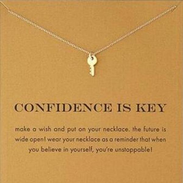 with card silver and gold color cute dogeared necklace with key(confidence is key) key pendant inspirational necklace
with card silver and gold color cute dogeared necklace with key(confidence is key) key pendant inspirational necklace