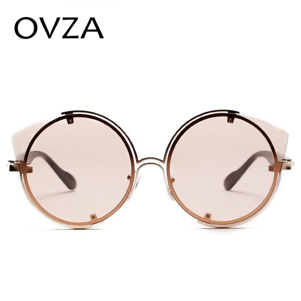 ovza retro womens sunglasses brand cat eye sun glasses female big rimless glasses pink reflective s1042, White;black
ovza retro womens sunglasses brand cat eye sun glasses female big rimless glasses pink reflective s1042, White;black