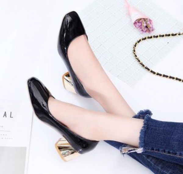 2019 women's shoes in spring and autumn with new style high heel coarse heel square head @66, Black
2019 women's shoes in spring and autumn with new style high heel coarse heel square head @66, Black