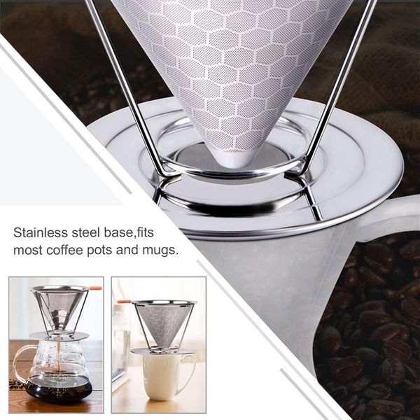 honeycombed stainless steel coffee filter, reusable pour over coffee filter cone coffee dripper with removable cup stand and bon
honeycombed stainless steel coffee filter, reusable pour over coffee filter cone coffee dripper with removable cup stand and bon