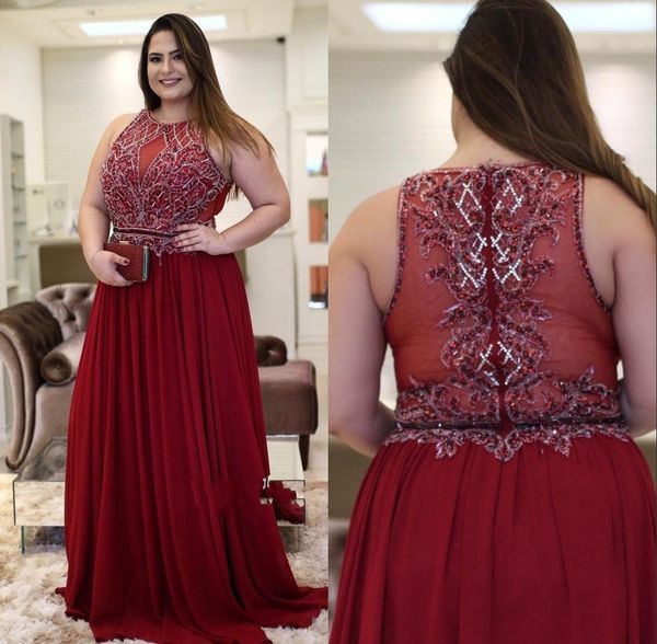 2019 plus size girls prom dresses beadings sequins red chiffon evening party gown halter sleeveless bc0907, Black
2019 plus size girls prom dresses beadings sequins red chiffon evening party gown halter sleeveless bc0907, Black
