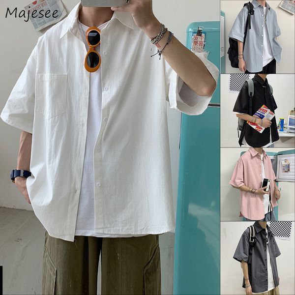 men shirts half-sleeve turn-down collar summer korean style loose harajuku outwear mens students bf trendy streetwear simple new, White;black
men shirts half-sleeve turn-down collar summer korean style loose harajuku outwear mens students bf trendy streetwear simple new, White;black