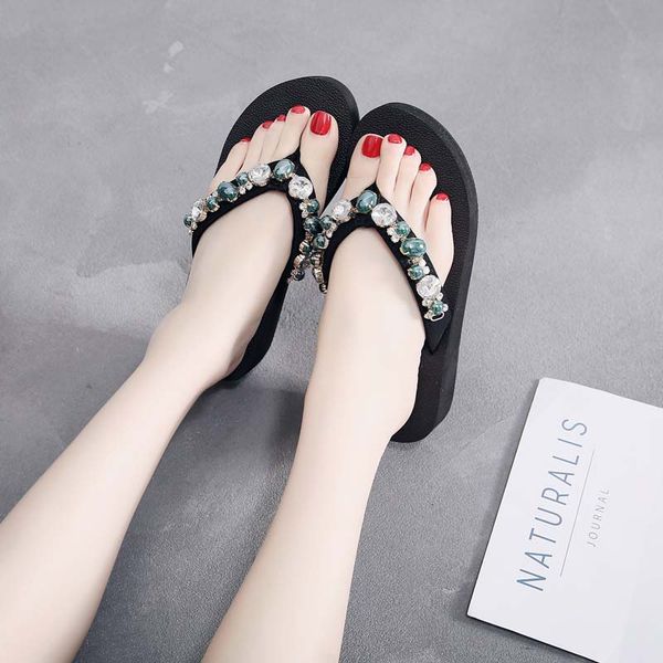 fashion bohemian flip flops beading flower platform wedges beach slippers shoes women summer non-slip shoes sandals, Black
fashion bohemian flip flops beading flower platform wedges beach slippers shoes women summer non-slip shoes sandals, Black