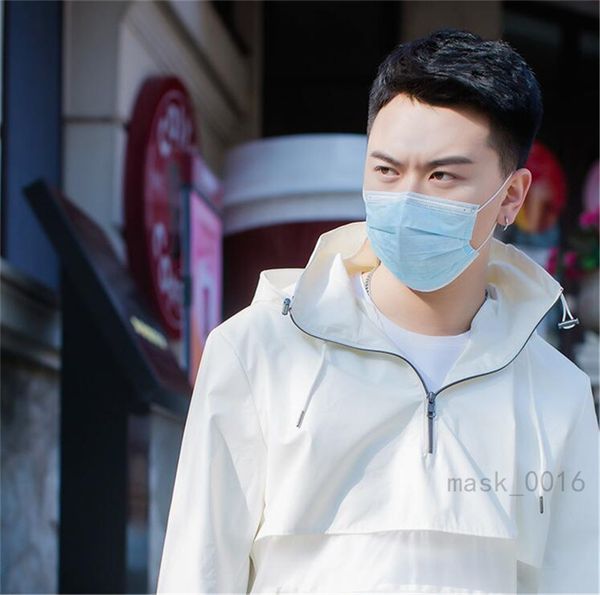 50шт маски для лица одноразовые 3 слоя пылезащитная маска для лица 1шт крышка маски набор пыли синий в розничной коробке