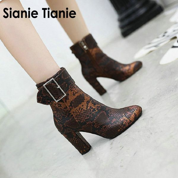 sianie tianie 2019 winter serpent snakeskin print woman ankle boots thick high heels big buckle zip women stilettos boots, Black
sianie tianie 2019 winter serpent snakeskin print woman ankle boots thick high heels big buckle zip women stilettos boots, Black