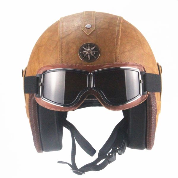 3/4 helmet pu leather helmets motorcycle chopper bike open face vintage motorcycle helmet with goggle mask
3/4 helmet pu leather helmets motorcycle chopper bike open face vintage motorcycle helmet with goggle mask