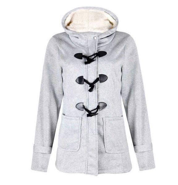 plus size women's horn button pocket hooded long sleeve solid color coat warm jacket, Black;brown
plus size women's horn button pocket hooded long sleeve solid color coat warm jacket, Black;brown