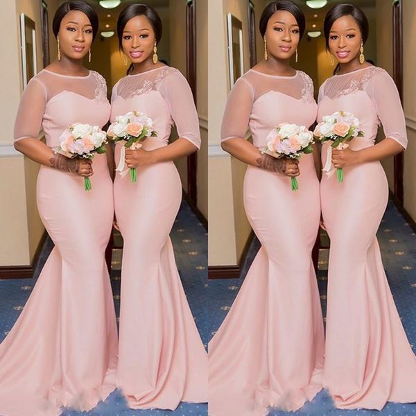 african half sleeve tulle pink bridesmaid dresses 2019 illusion scoop wedding guest dresses appliques elegant prom gowns
african half sleeve tulle pink bridesmaid dresses 2019 illusion scoop wedding guest dresses appliques elegant prom gowns