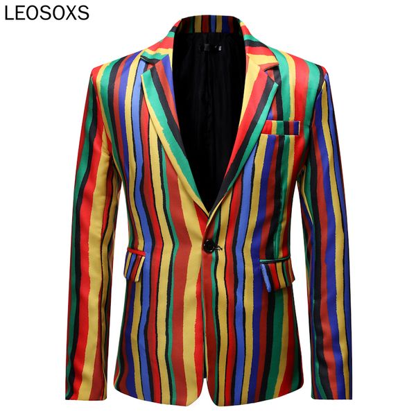 new mens colorful stripe print blazer design plus size stylish casual male slim fit suit jacket singer prom coat outfit, White;black
new mens colorful stripe print blazer design plus size stylish casual male slim fit suit jacket singer prom coat outfit, White;black