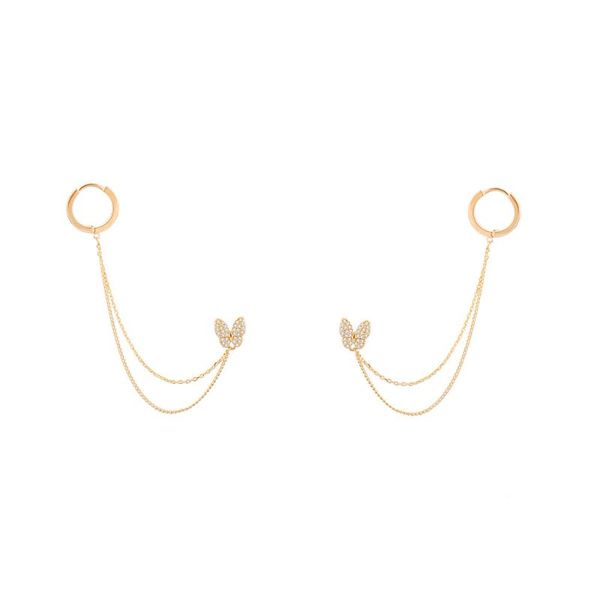butterfly stud with long chain hoop earrings for women female trendy jewelry korean earring brincos gift accessory 2020, Golden;silver
butterfly stud with long chain hoop earrings for women female trendy jewelry korean earring brincos gift accessory 2020, Golden;silver