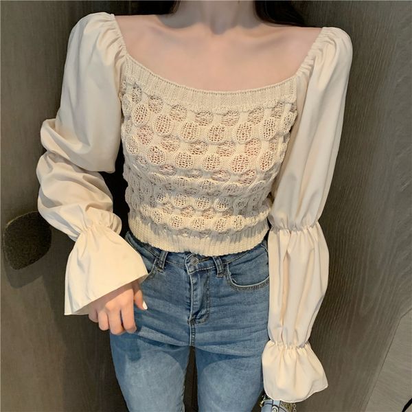 female casual spring fall winter pullovers sweet crop knitted square collar women's clothing sweaters fashion pink black, White;black
female casual spring fall winter pullovers sweet crop knitted square collar women's clothing sweaters fashion pink black, White;black