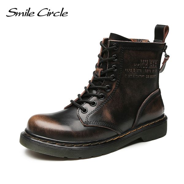 smile circle motorcycle short boots women flat shoes fashion england style genuine leather ladies boots, Black
smile circle motorcycle short boots women flat shoes fashion england style genuine leather ladies boots, Black
