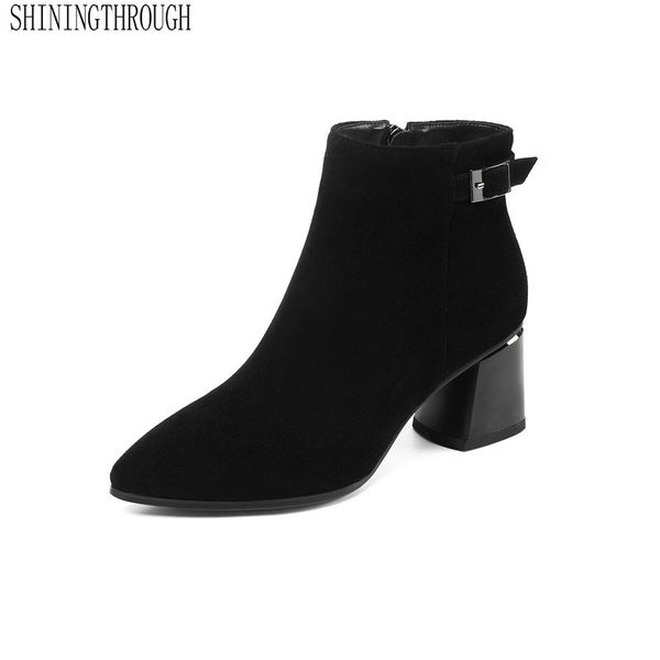 2020 suede leather women ankle boots fashion zipper round toe winter boots square high heel shoes women big size 34-43, Black
2020 suede leather women ankle boots fashion zipper round toe winter boots square high heel shoes women big size 34-43, Black