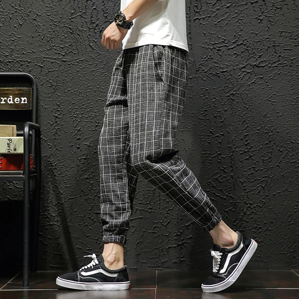 plaid pants men's fashion retro casual joggers pants men drawstring sweatpants streetwear loose hip hop mens m-5xl, Black 
plaid pants men's fashion retro casual joggers pants men drawstring sweatpants streetwear loose hip hop mens m-5xl, Black