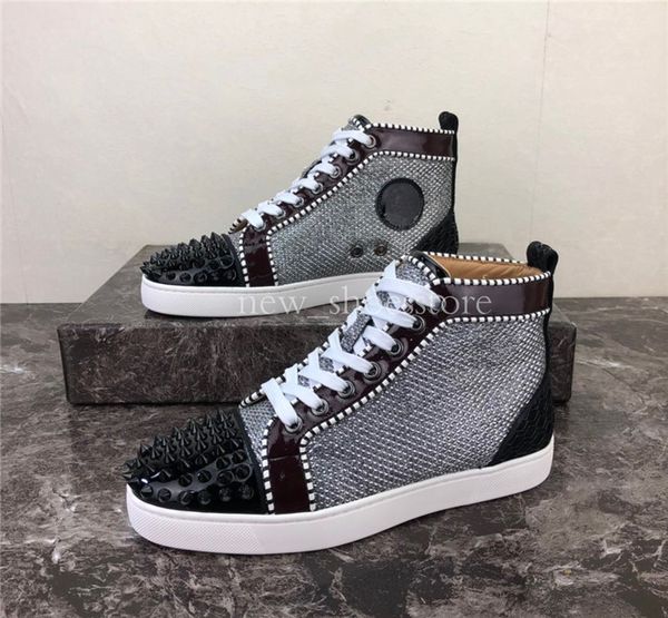 2019 luxury designer red bottom studded spikes men women casual shoes fashion insider sneakers black red white leather high boots a13
2019 luxury designer red bottom studded spikes men women casual shoes fashion insider sneakers black red white leather high boots a13
