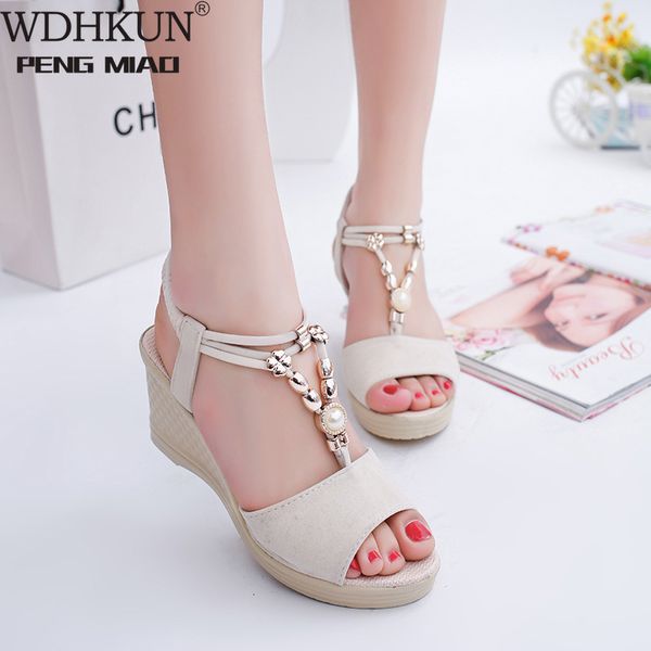 women wedges sandals 2020 summer platform shoes woman open toe slip on sandal string bead female fashion high heels casual shoes, Black
women wedges sandals 2020 summer platform shoes woman open toe slip on sandal string bead female fashion high heels casual shoes, Black
