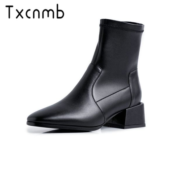 txcnmb women boots 2019 genuine leather boots handmade ankle brand pointed toe ladies shoes plush size, Black
txcnmb women boots 2019 genuine leather boots handmade ankle brand pointed toe ladies shoes plush size, Black
