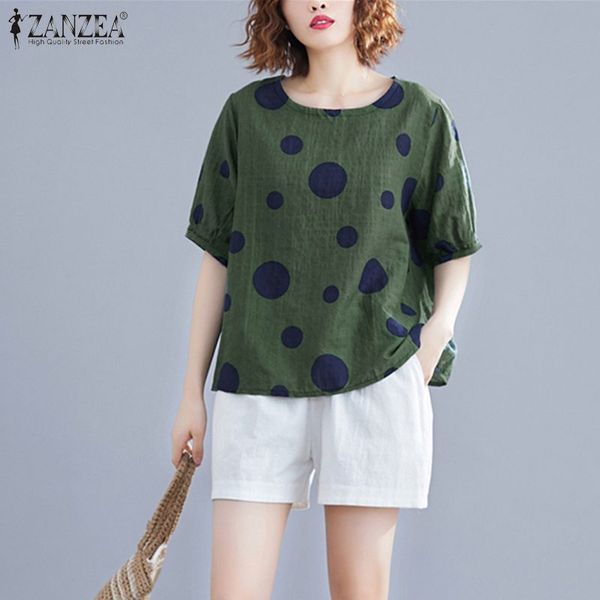 лето свободного покроя печатных блузка 2020 zanzea женщин рубашки элегантный коротким рукавом туника женщин горошек blusas рубашка плюс разм, White
лето свободного покроя печатных блузка 2020 zanzea женщин рубашки элегантный коротким рукавом туника женщин горошек blusas рубашка плюс разм, White