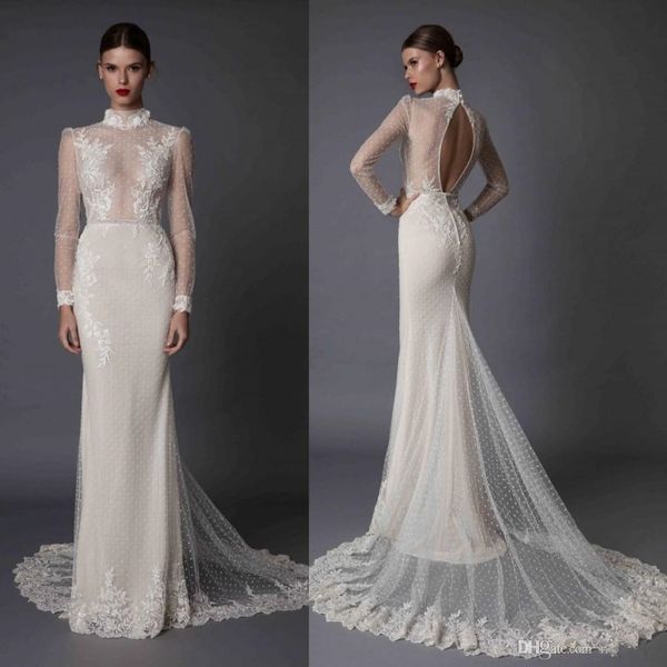 berta long sleeve mermaid wedding dresses lace applique high neck beads hollow back illusion fishtail 2020 bridal gowns robes de mariée, White
berta long sleeve mermaid wedding dresses lace applique high neck beads hollow back illusion fishtail 2020 bridal gowns robes de mariée, White