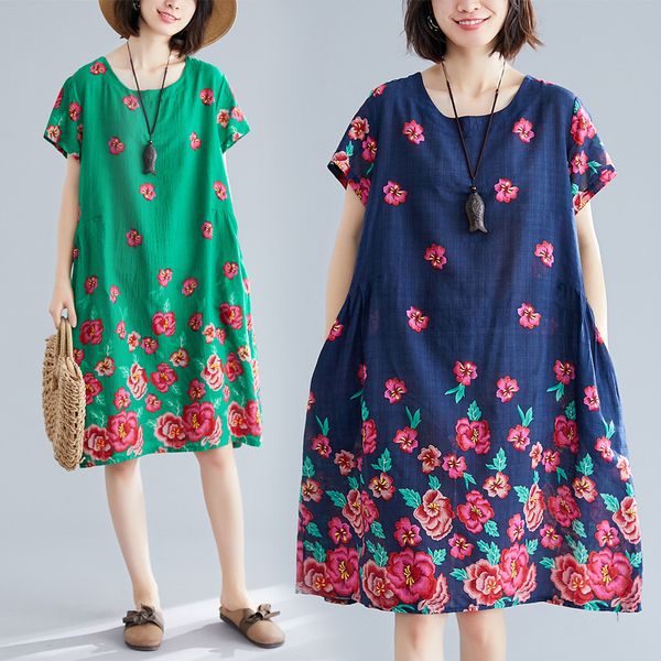 2019 summer new style short sleeve cotton linen large size dress printed literature and art retro mid-length loose-fit big hemli, White;black
2019 summer new style short sleeve cotton linen large size dress printed literature and art retro mid-length loose-fit big hemli, White;black