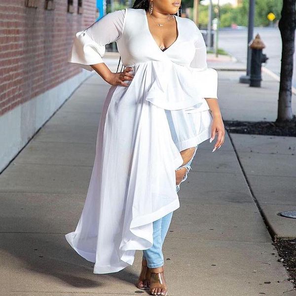 falbala white big size v neck blouse high waist ruffle long shirts casual 2020 summer african style female day blouses
falbala white big size v neck blouse high waist ruffle long shirts casual 2020 summer african style female day blouses