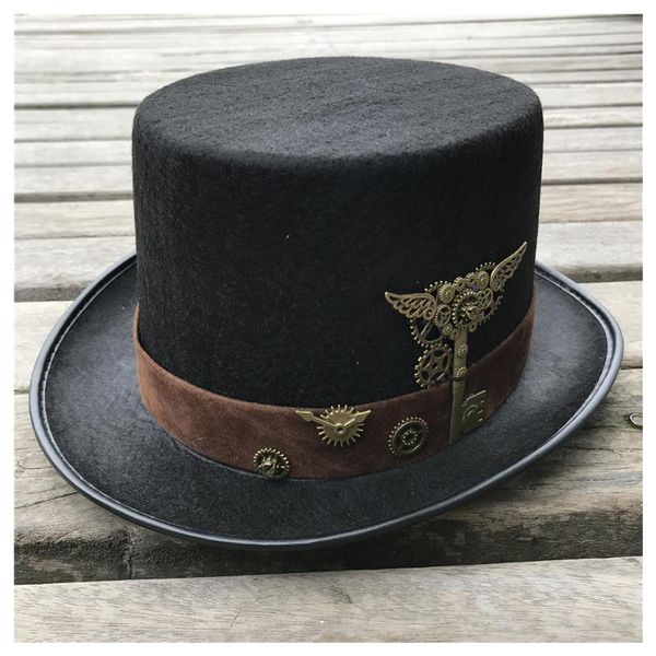 men women handmade steampunk hat stage magic performance hat cosplay bowler size 57cm, Blue;gray
men women handmade steampunk hat stage magic performance hat cosplay bowler size 57cm, Blue;gray