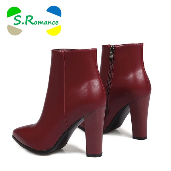 s.romance women ankle boots plus size 34-43 high square heels pointedtoe new female fashion woman shoes black brown red sb027
s.romance women ankle boots plus size 34-43 high square heels pointedtoe new female fashion woman shoes black brown red sb027
