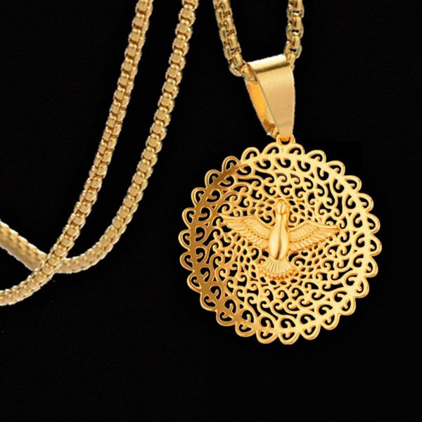 gold color round hollow out peace dove pendant necklace men women box chain necklace punk gold fashion jewelry, Silver
gold color round hollow out peace dove pendant necklace men women box chain necklace punk gold fashion jewelry, Silver