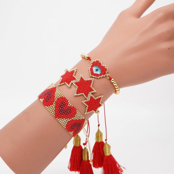 boho miyuki heart bracelet 3 star pulseras mujer 2019 bracelets red crystal jewelry for women tassel handmade woven armband, Golden;silver
boho miyuki heart bracelet 3 star pulseras mujer 2019 bracelets red crystal jewelry for women tassel handmade woven armband, Golden;silver