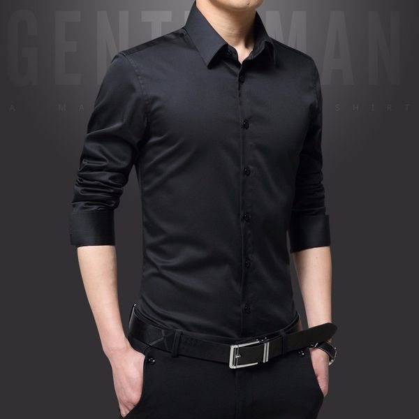 men casual shirts fashion solid color shirt long sleeve slim fit formal business shirts mens clothing male tuxedo shirt, White;black
men casual shirts fashion solid color shirt long sleeve slim fit formal business shirts mens clothing male tuxedo shirt, White;black