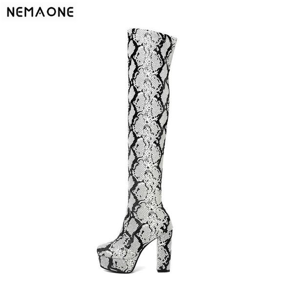 nemaome 2020 fashion print leather slip on long boots high heel platform comfort winter women over the knee boots size 34-43, Black
nemaome 2020 fashion print leather slip on long boots high heel platform comfort winter women over the knee boots size 34-43, Black