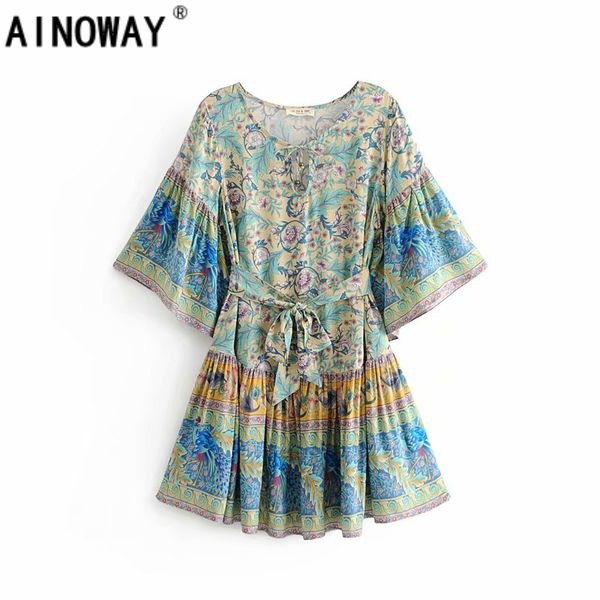 vintage chic women hippie purple floral print deep v-neck sashes bohemian mini dress ladies short sleeve boho dresses vestidos, Black;pink
vintage chic women hippie purple floral print deep v-neck sashes bohemian mini dress ladies short sleeve boho dresses vestidos, Black;pink