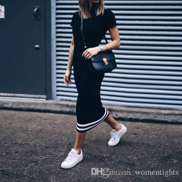 striped printed designer womens dresses short sleeve long casual womens dresses sleeve sheath ladies dress, Black;gray
striped printed designer womens dresses short sleeve long casual womens dresses sleeve sheath ladies dress, Black;gray