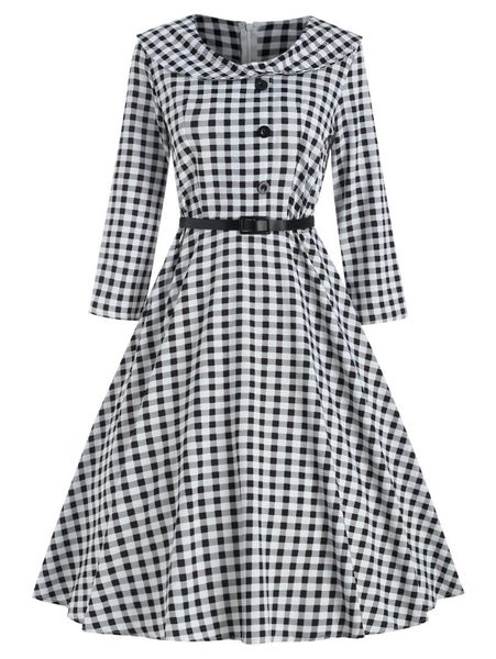 zan.style plaid vintage dress women long sleeve peter pan collar checked party dress spring casual belt a-line pin up, Black;gray
zan.style plaid vintage dress women long sleeve peter pan collar checked party dress spring casual belt a-line pin up, Black;gray