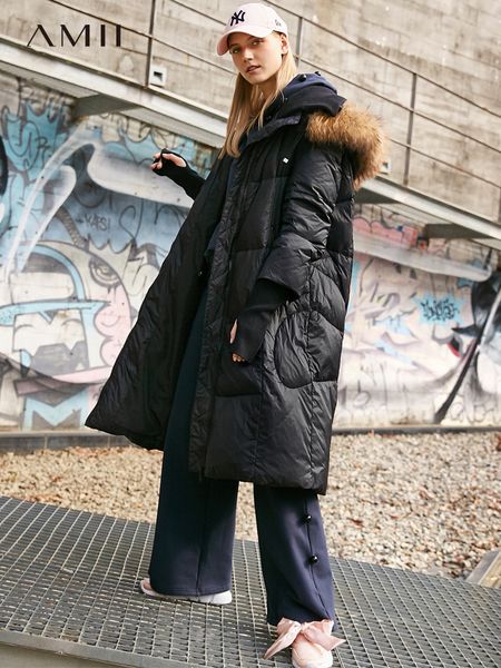 amii minimalist women hooded long down jacket winter 2018 warm raccoon hair collar 90% duck down straight thick coat, Black
amii minimalist women hooded long down jacket winter 2018 warm raccoon hair collar 90% duck down straight thick coat, Black