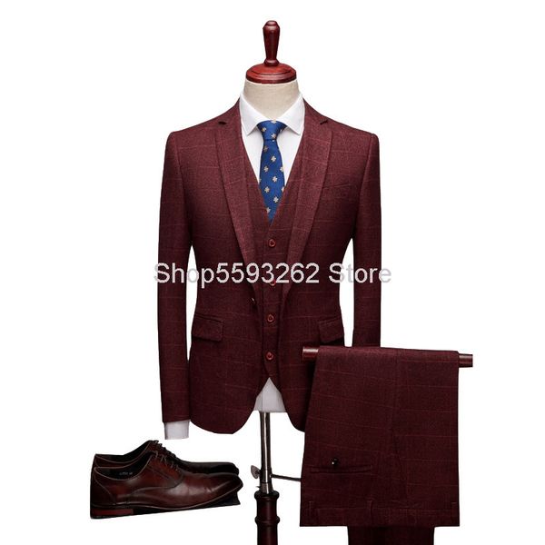 men's suits & blazers autumn grid grinding wool suit three-piece set groom marriage dress slim fit male, White;black
men's suits & blazers autumn grid grinding wool suit three-piece set groom marriage dress slim fit male, White;black