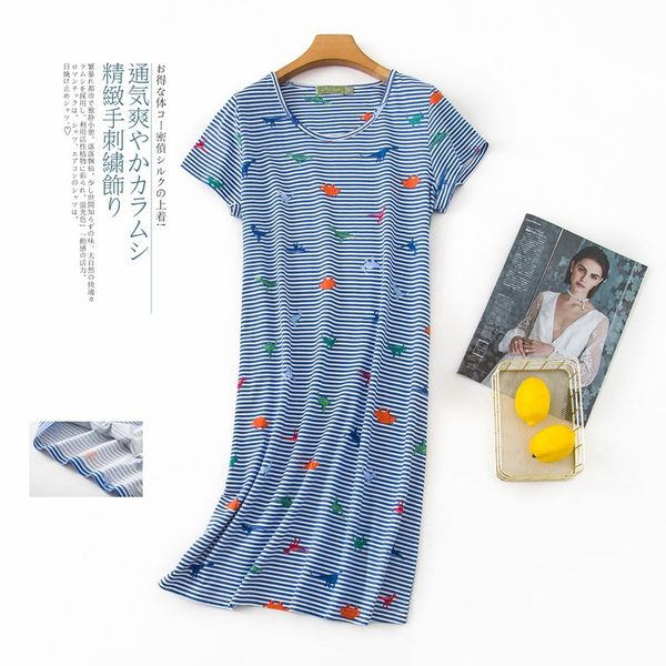 2020 summer female casual striped cartoon nighty dress ladies 100% cotton nightgown women short sleeve round collar sleepshirt, Black;red
2020 summer female casual striped cartoon nighty dress ladies 100% cotton nightgown women short sleeve round collar sleepshirt, Black;red