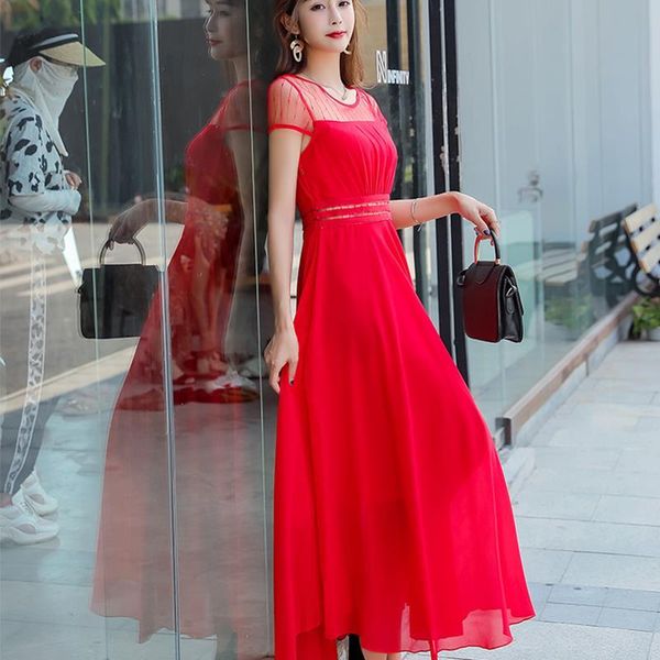 2020 new summer women mesh lace o-neck short sleeve hollow out big swing chiffon dress female slim long dresses vestido s152, Black;gray
2020 new summer women mesh lace o-neck short sleeve hollow out big swing chiffon dress female slim long dresses vestido s152, Black;gray