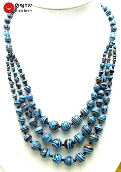 qingmos 3 strings peacock blue stripe agates chokers necklace for women with 4-12mm round stone necklace jewelry 20-22" ne5694, Silver
qingmos 3 strings peacock blue stripe agates chokers necklace for women with 4-12mm round stone necklace jewelry 20-22" ne5694, Silver