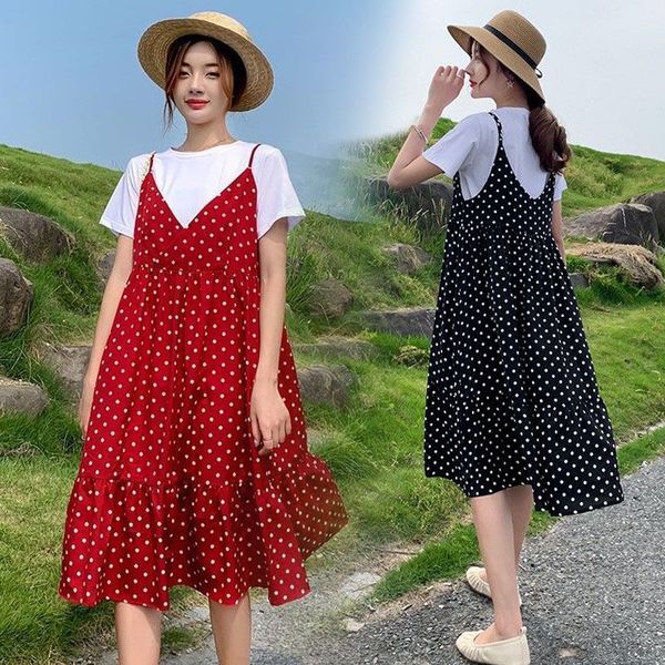 2pcs suit set summer pregnant women maternity v-neck polka dot strap dress vestidos plus size casual pregnancy clothes clothing, White
2pcs suit set summer pregnant women maternity v-neck polka dot strap dress vestidos plus size casual pregnancy clothes clothing, White