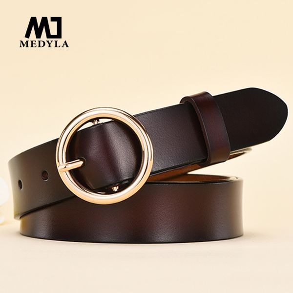 medyla women's leather belt gold round buckle natural leather belts for women simple casual 5 colors decorative waist belt zk037, Black;brown
medyla women's leather belt gold round buckle natural leather belts for women simple casual 5 colors decorative waist belt zk037, Black;brown
