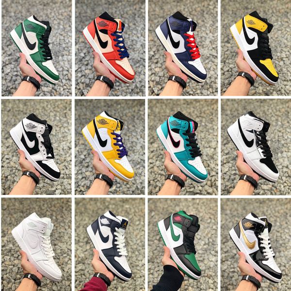 

jordan 1 2019 mens 1s og men women basketball shoes og sneakers mandarin duck trainers mens retro sport sneakers shoes, Black;white