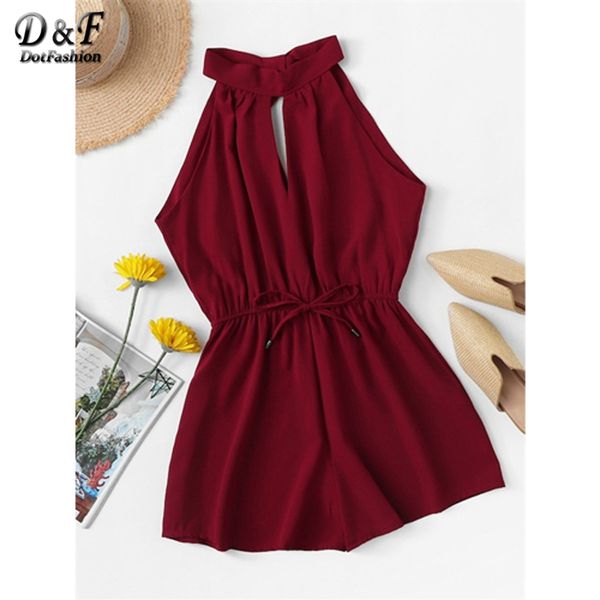 dotfashion drawstring waist knot back jumpsuit 2019 burgundy wide leg summer high waist womens romper sleeveless cute romper, Black;white
dotfashion drawstring waist knot back jumpsuit 2019 burgundy wide leg summer high waist womens romper sleeveless cute romper, Black;white