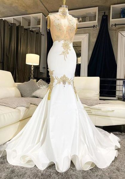 2020 illusion cap sleeves mermaid wedding dresses tulle gold applique court wedding bridal gowns custom made, White
2020 illusion cap sleeves mermaid wedding dresses tulle gold applique court wedding bridal gowns custom made, White