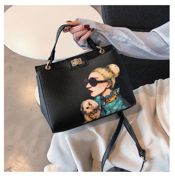 fashion 35cm black gold hardware girl cartoon pattern genuine leather handbags women's bags
fashion 35cm black gold hardware girl cartoon pattern genuine leather handbags women's bags